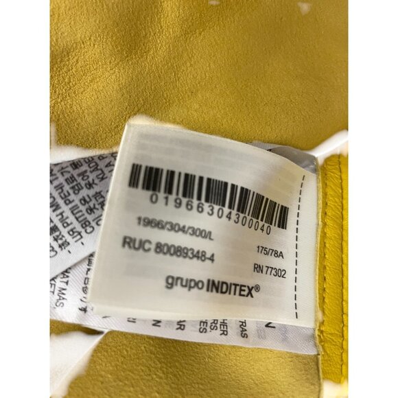 Zara Studio Womens Leather Skirt Size L Yellow Lined Wrap A-Line 1966/304 NWOT - Picture 5 of 10